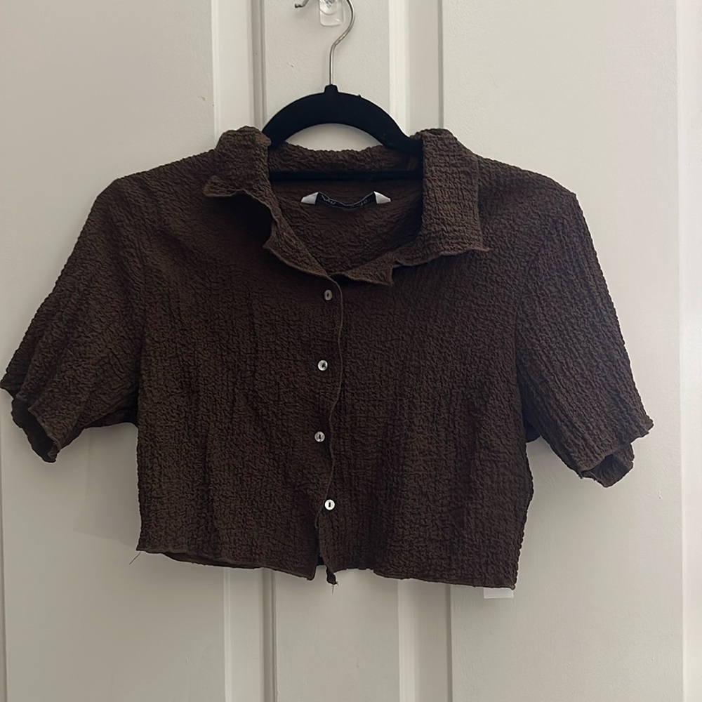 Zara brown crop shirt